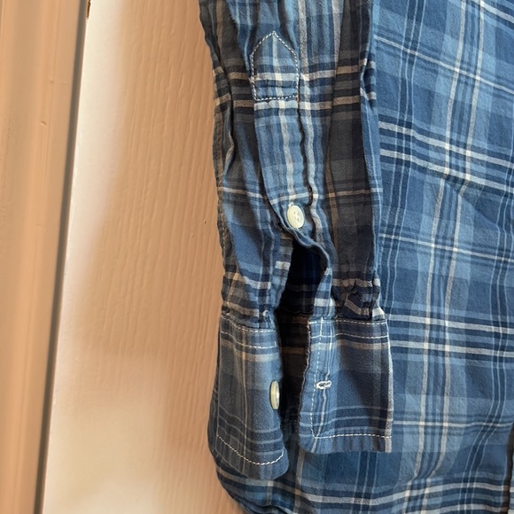 🟢 Lauren Ralph Lauren Blue White Plaid Button Down Shirt S - Picture 4 of 7